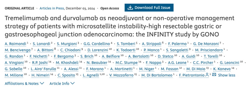 Tremelimumab and durvalumab for MSI-H gastric cancer